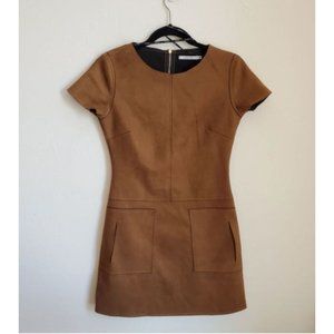 ICONIC brand 8 dress Dubai brown short sleeve faux suede soft pockets zipper